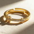 Crystal Arrow Adjustable Gold-Tone Ring