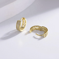 14K Gold-Plated 925 Sterling Silver Double-Row Zircon Hoop Earrings