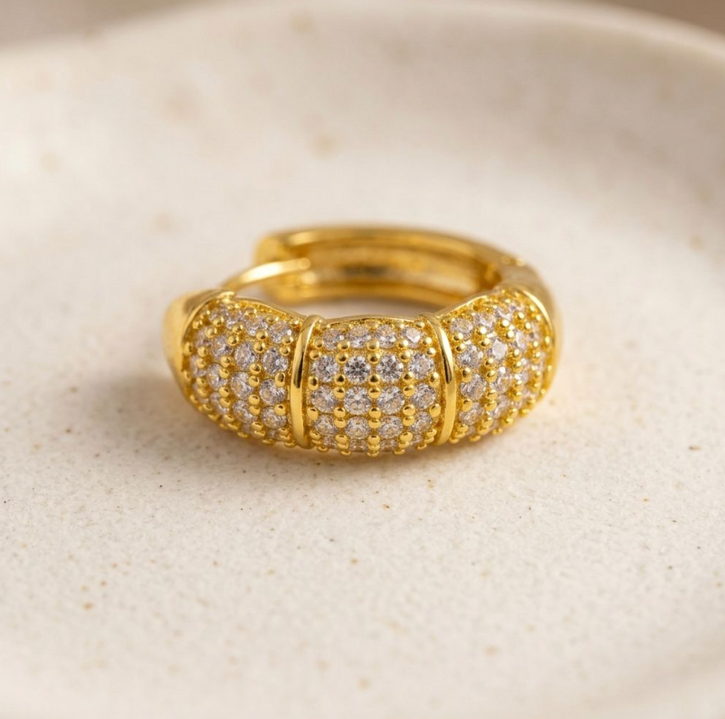 18K Gold-Plated Geometric Zircon Hoop Earrings for Women