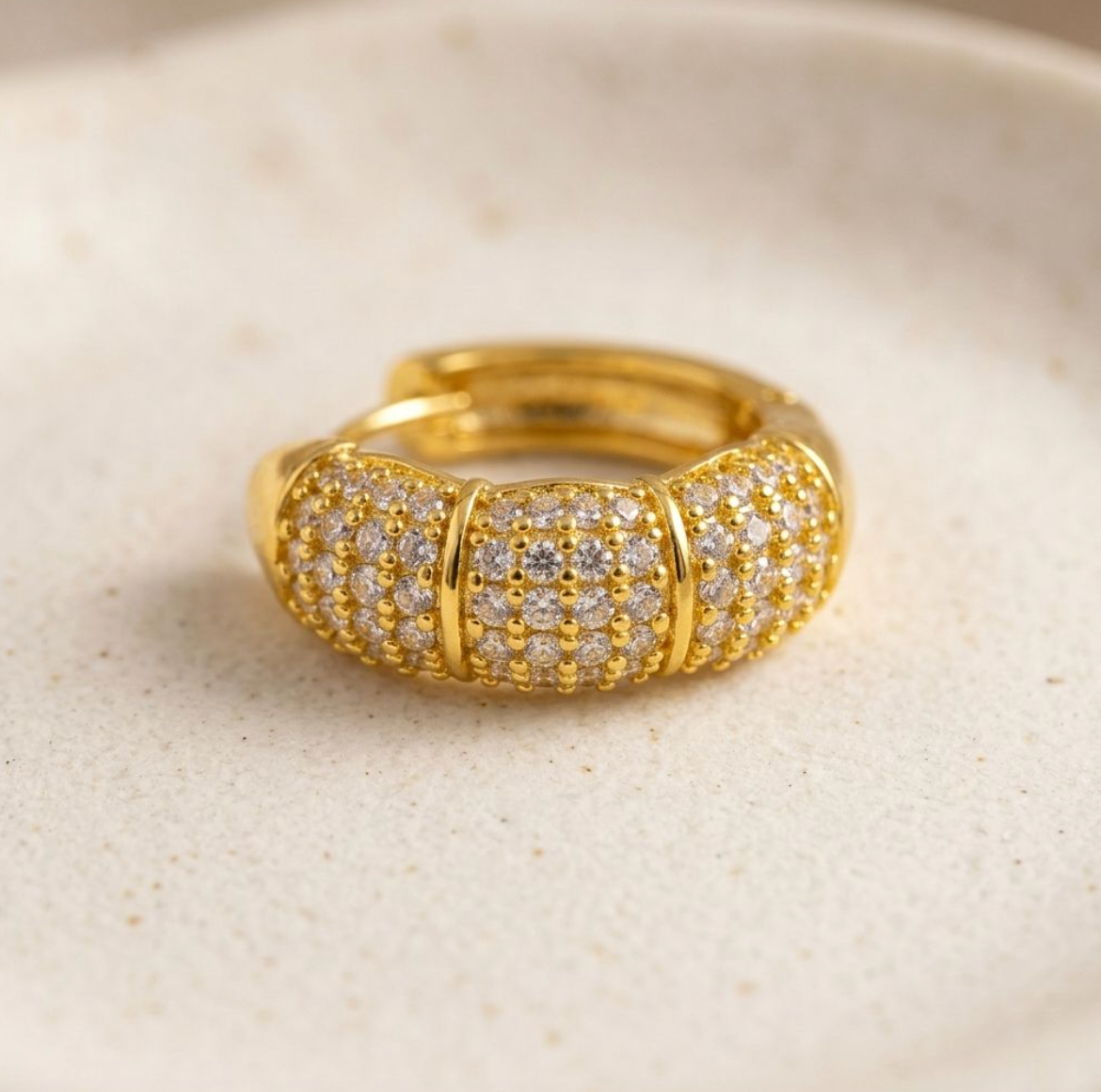 18K Gold-Plated Geometric Zircon Hoop Earrings for Women