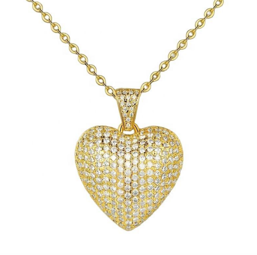 Gold-Plated Heart Zircon Choker Necklace