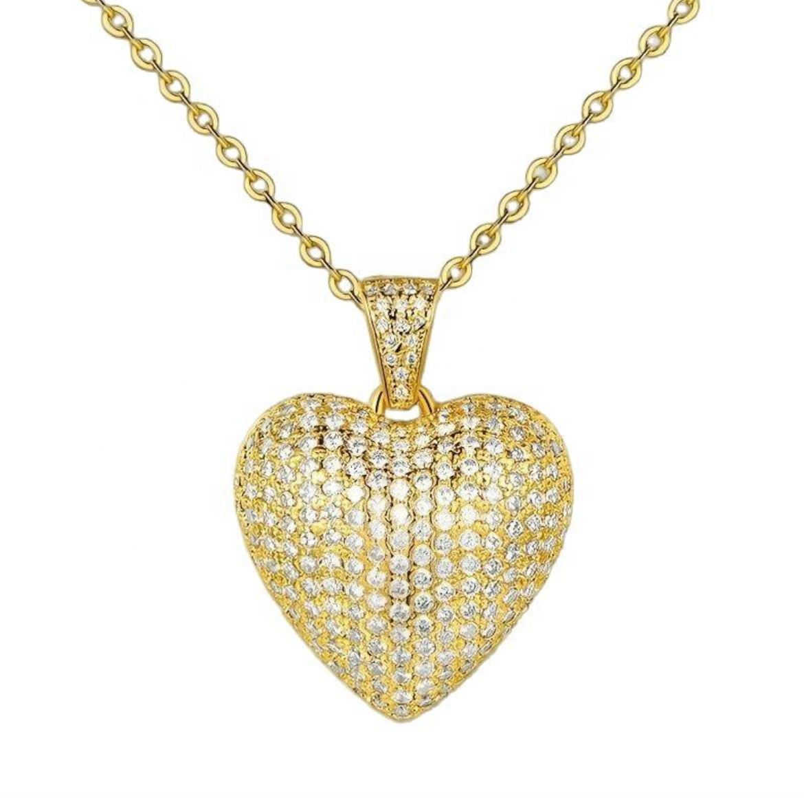 Gold-Plated Heart Zircon Choker Necklace