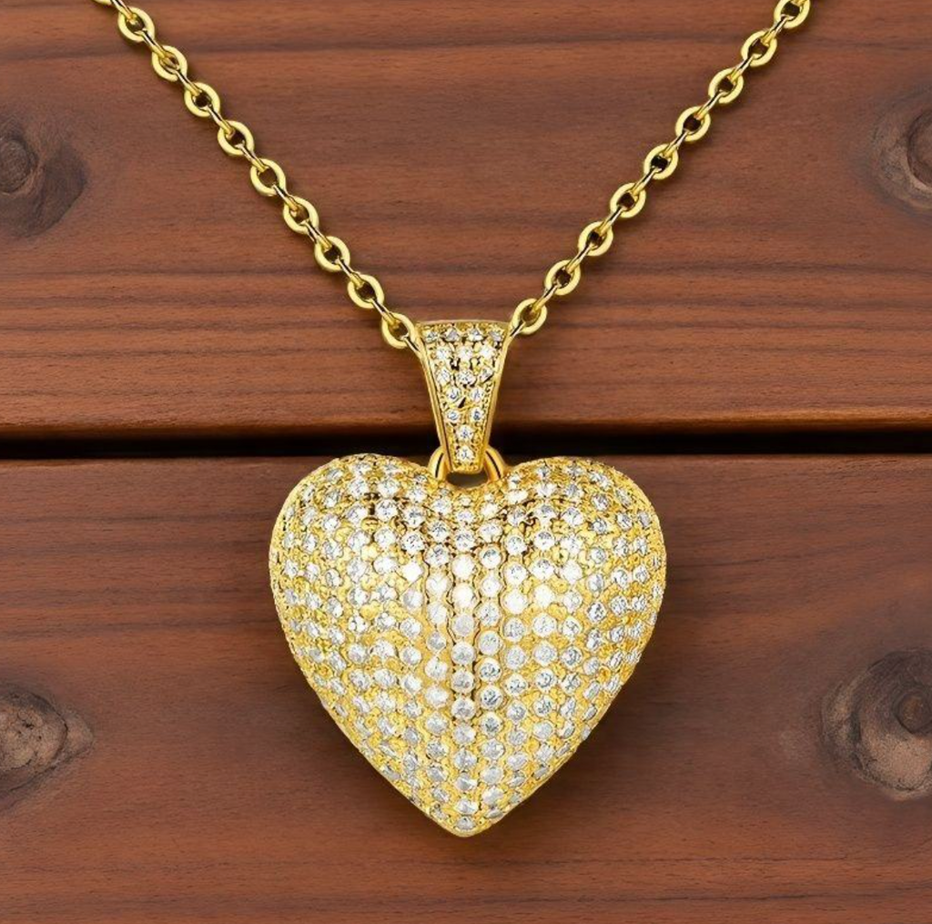 Gold-Plated Heart Zircon Choker Necklace