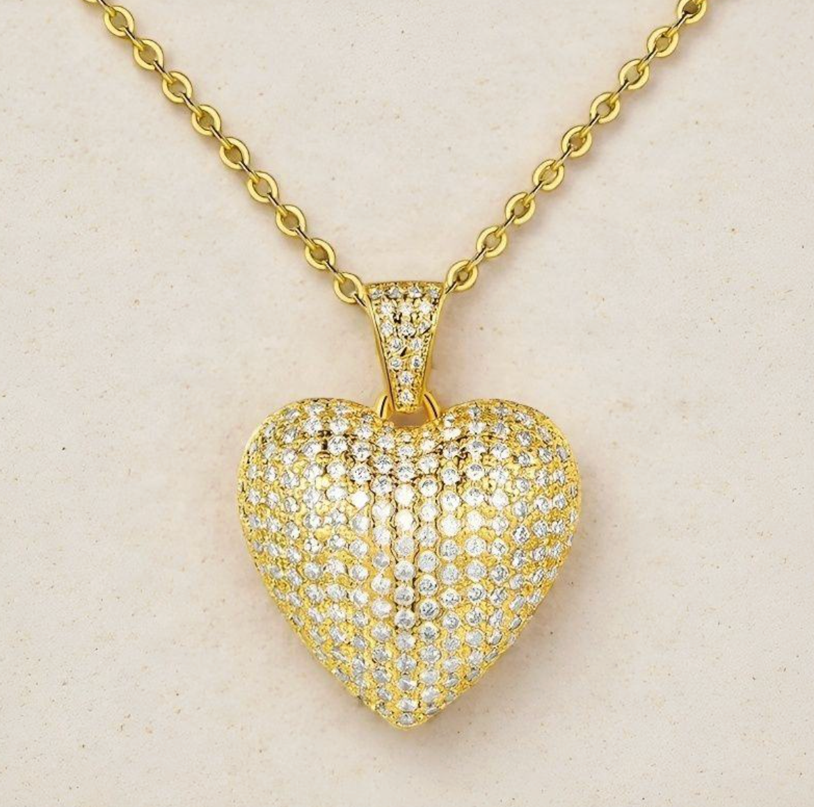 Gold-Plated Heart Zircon Choker Necklace