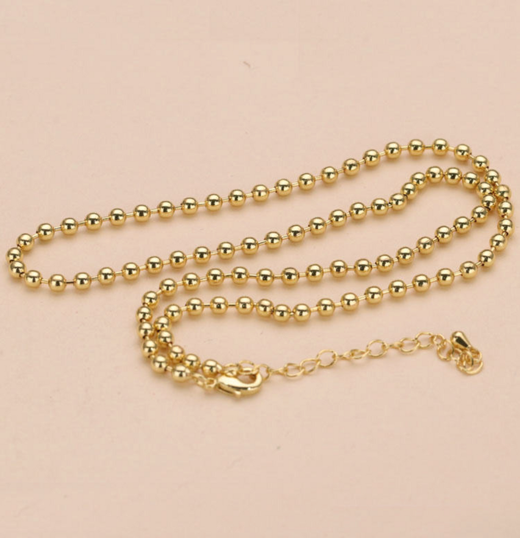 18K Gold-Plated Ball Bead Chain Choker Necklace