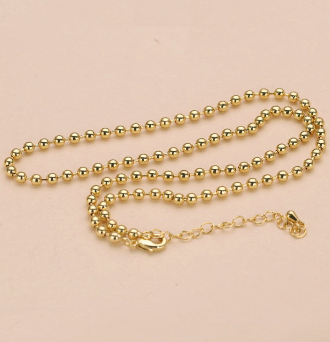 18K Gold-Plated Ball Bead Chain Choker Necklace