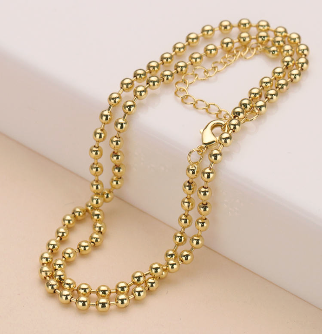 18K Gold-Plated Ball Bead Chain Choker Necklace