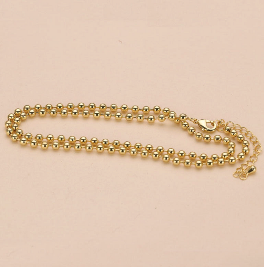 18K Gold-Plated Ball Bead Chain Choker Necklace