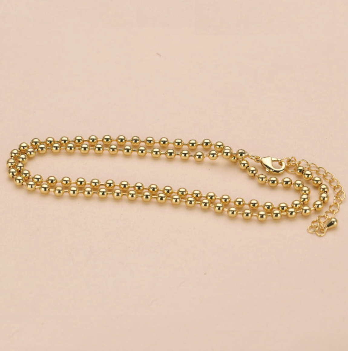 18K Gold-Plated Ball Bead Chain Choker Necklace