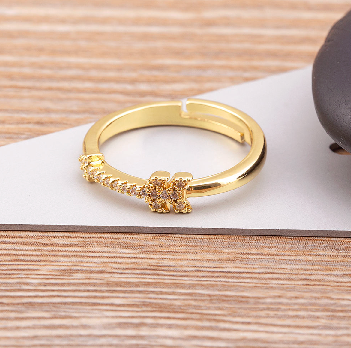 Crystal Arrow Adjustable Gold-Tone Ring