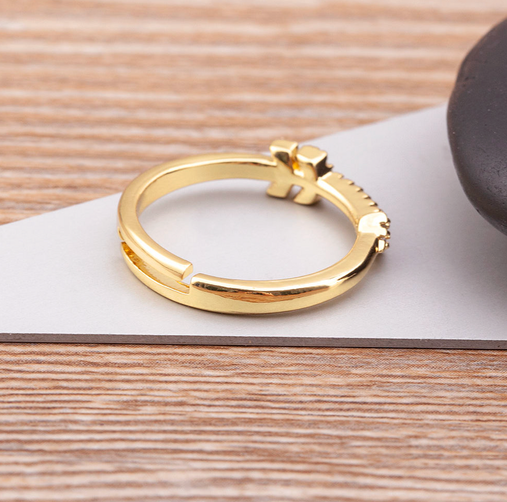 Crystal Arrow Adjustable Gold-Tone Ring