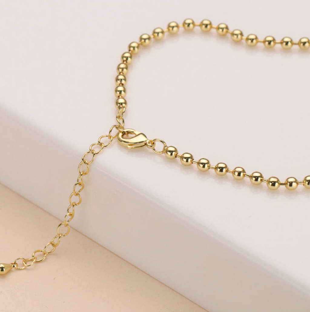 18K Gold-Plated Ball Bead Chain Choker Necklace