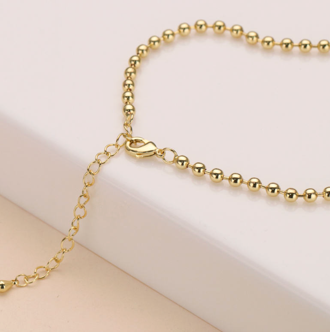 18K Gold-Plated Ball Bead Chain Choker Necklace